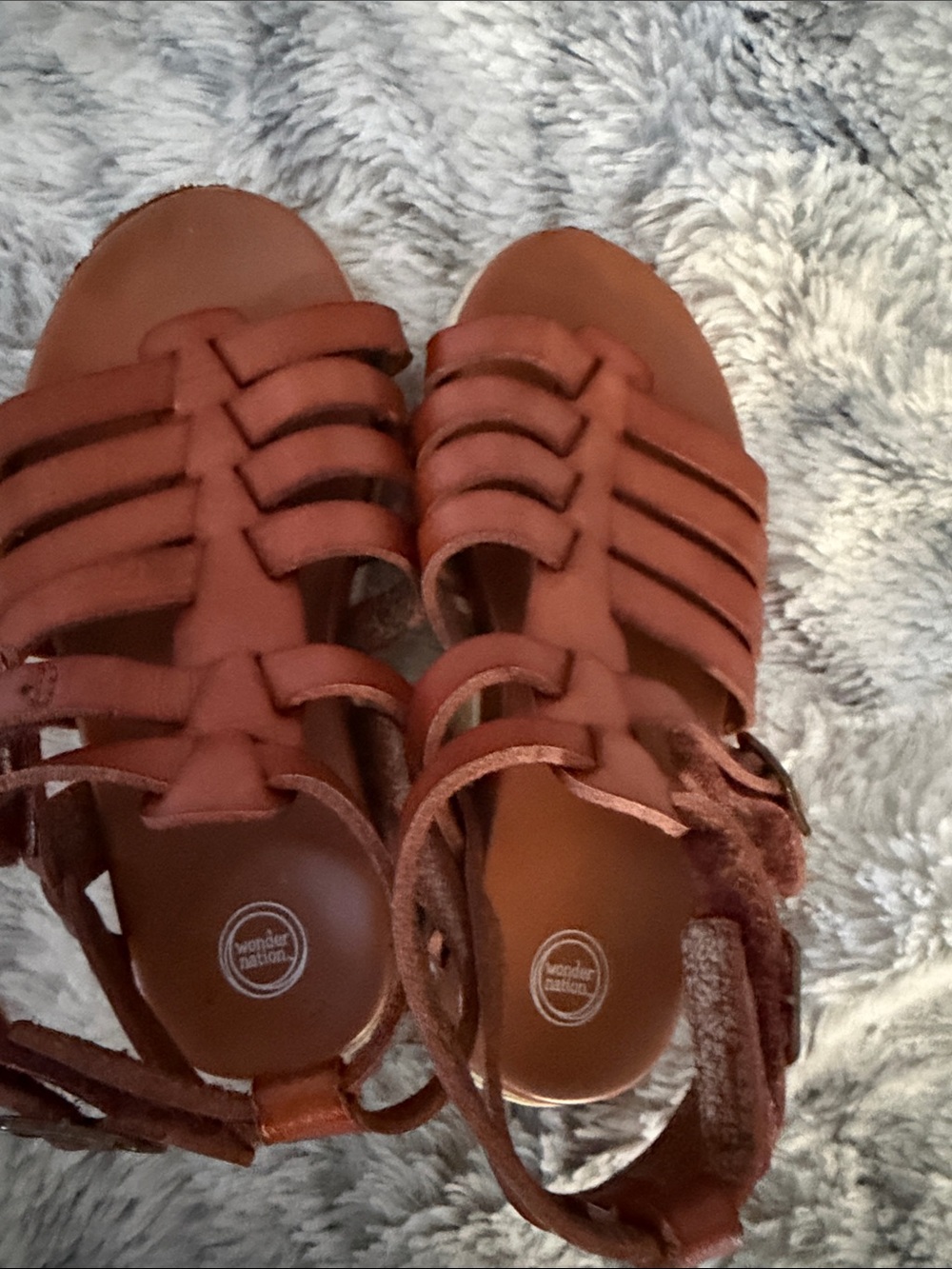 Girl's wonder nation Brown Multi-Strap Gladiator Sandals